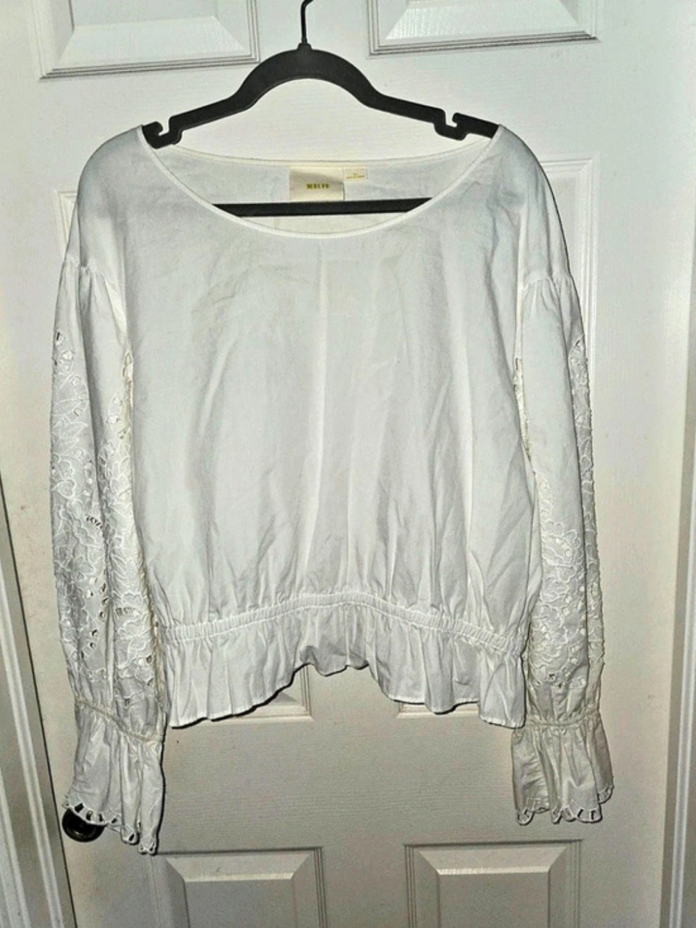 Maeve White Lace Sleeve Blouse Size XL